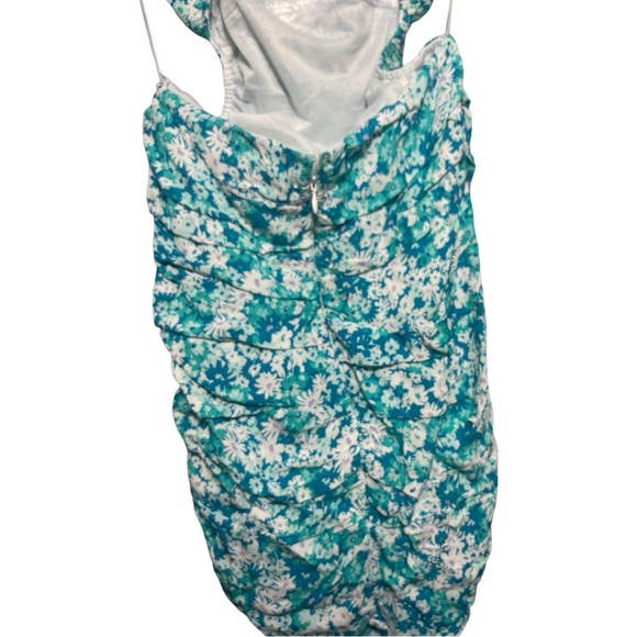 NWOT Sky to Moon Rouched Floral Open Back Mini Dress - Picture 4 of 5